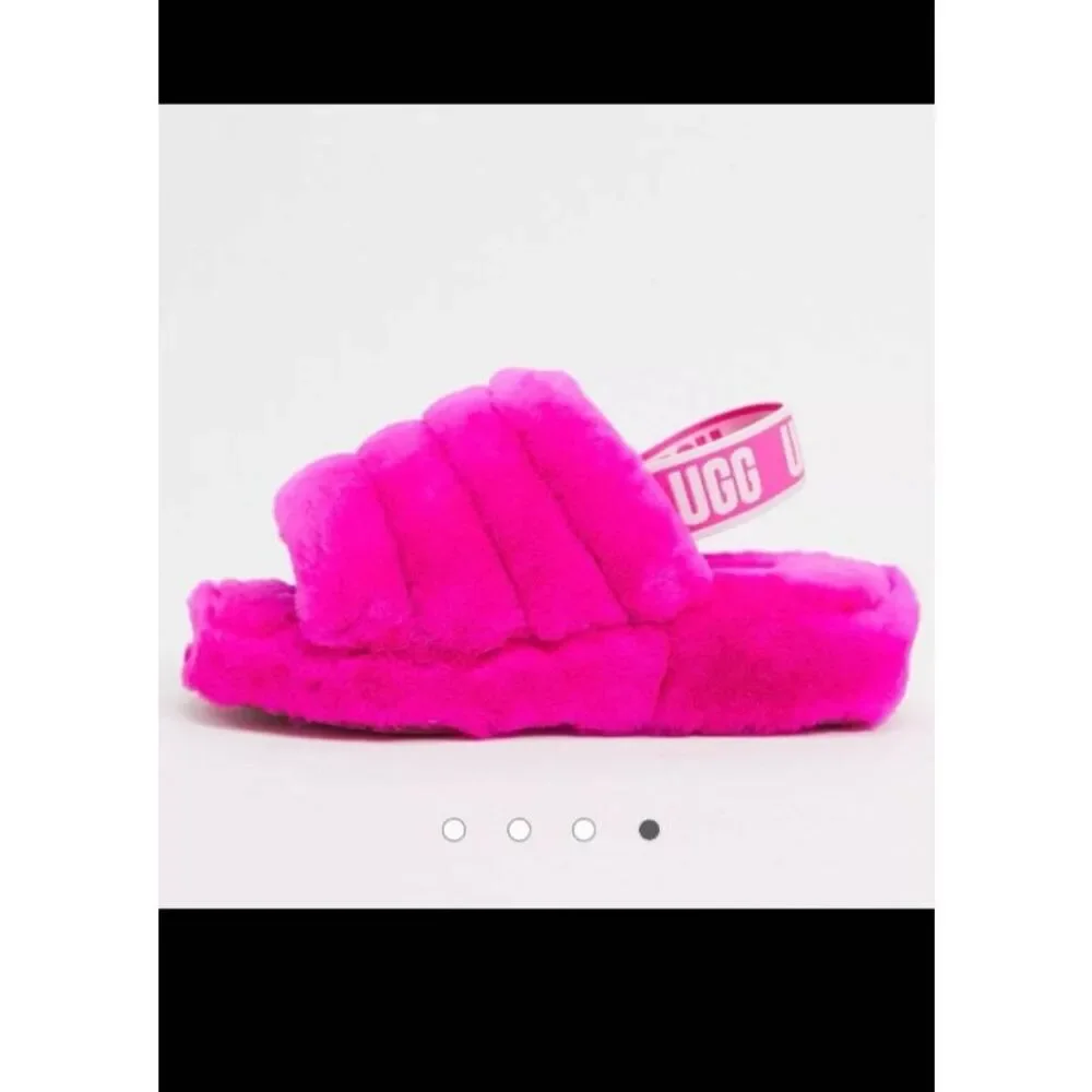 Infant girls 2 / 3 month ugg sherpa fluff yeah slingback slippers